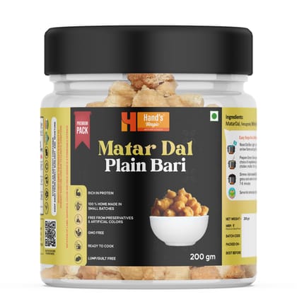 Hand’s Magic Matar Dal Plain Bari – Premium Pack | High Protein | Ready to Cook | 100% Homemade | No Preservatives | Natural & Healthy | 200g