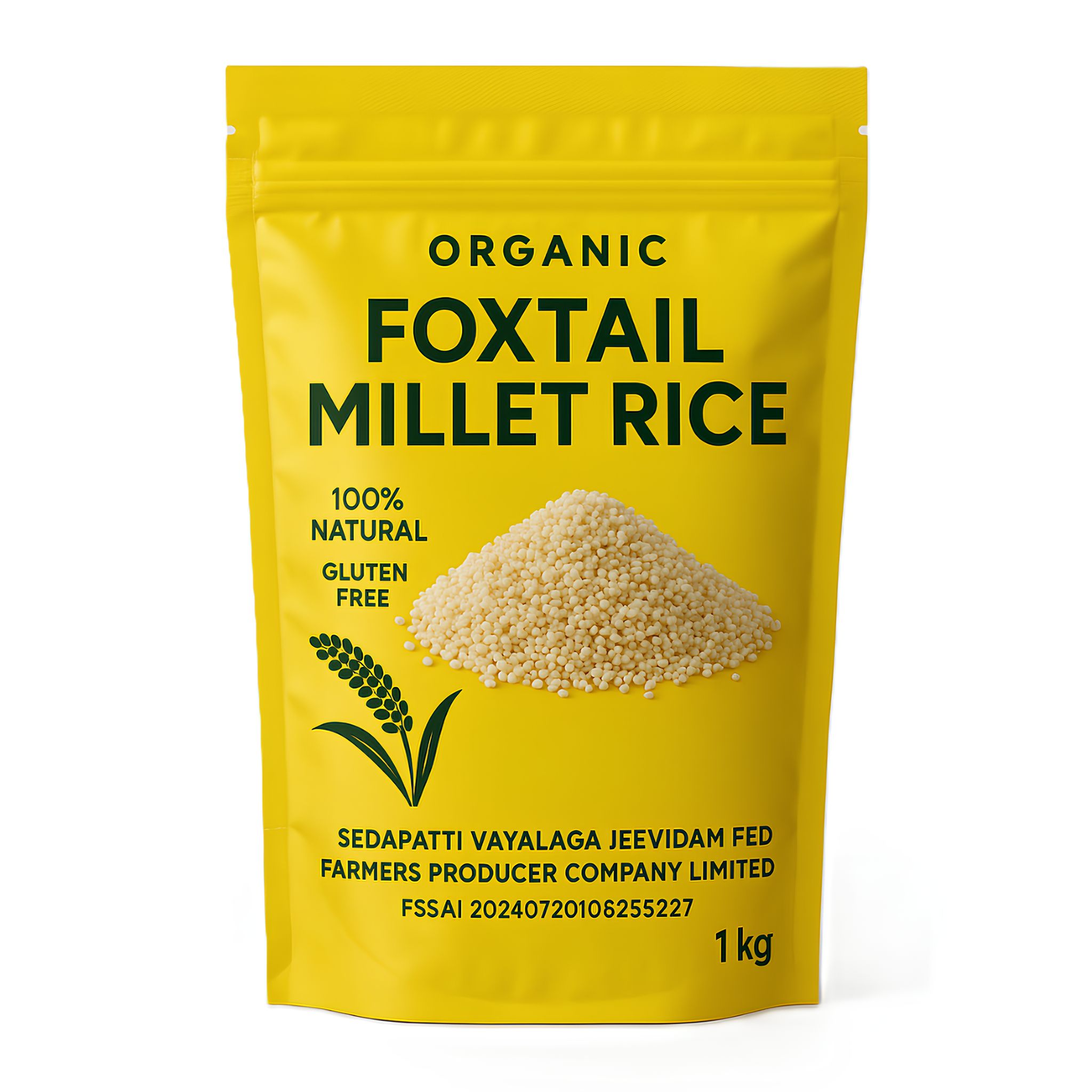 Organic Foxtail Millet Rice - 100% Natural and Gluten Free - 1kg