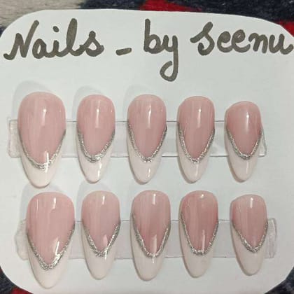 Customized French Tip PressOn Nails Handmade Reusable