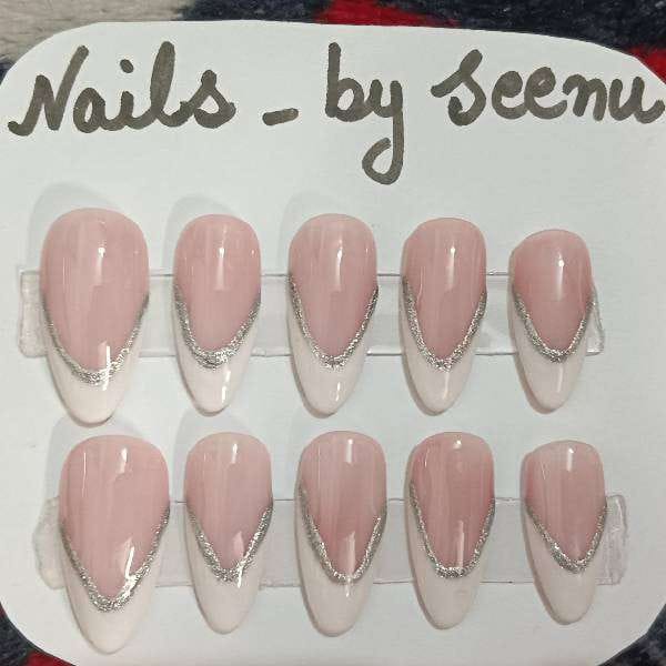 Customized French Tip PressOn Nails Handmade Reusable