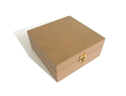 DEVESHA DIY Wooden Jewelry Box - 7 × 7 × 3 Inch | MDF Box for Art, Craft, Decoupage & Decoration | Handmade Wooden Jewelry Box with Lock