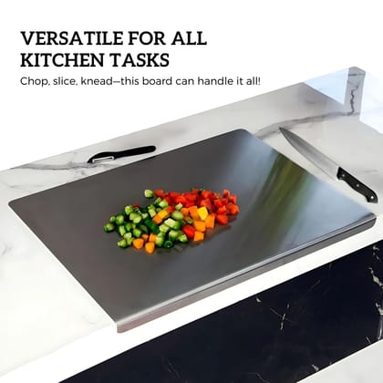 Premium Large 304 Stainless Steel Chopping Board for Kitchen (41 x 31 cm). Rust-Proof, Non-Slip, Round Edges. Hygienic Cutting Board for Vegetables, Meat, Fruits & Dough. Durable & Easy to Use & Clean.
