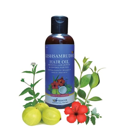 Vedicor Keshsamridhi Hair Oil for Men & Women 丨 Improve Hair Growth & Reduce Hair fall & Dandruff 丨Ayurvedic Elixir for Stronger, Shinier Hair