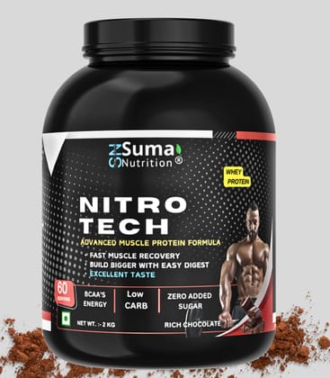 Nitrotech Whey Protein Powder | Muscle Recovery supplement | Delicious Flavor 2kg / 1.81Kg