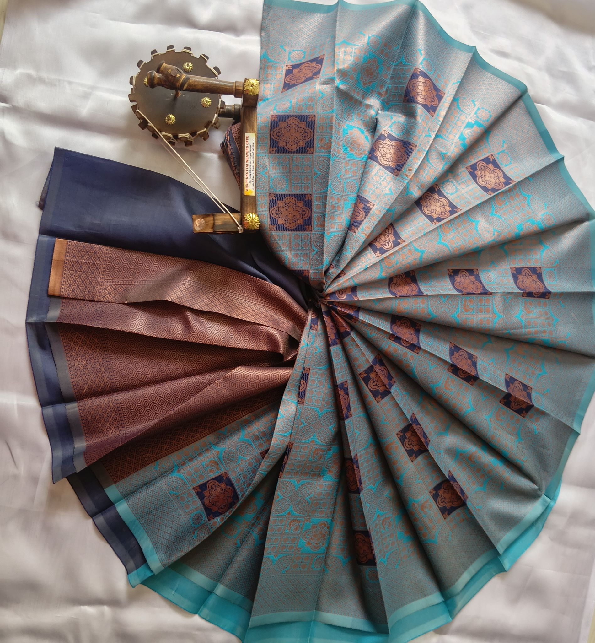 Kubera Silk Cottton Saree&nbsp;with Blouse Sky blue colour