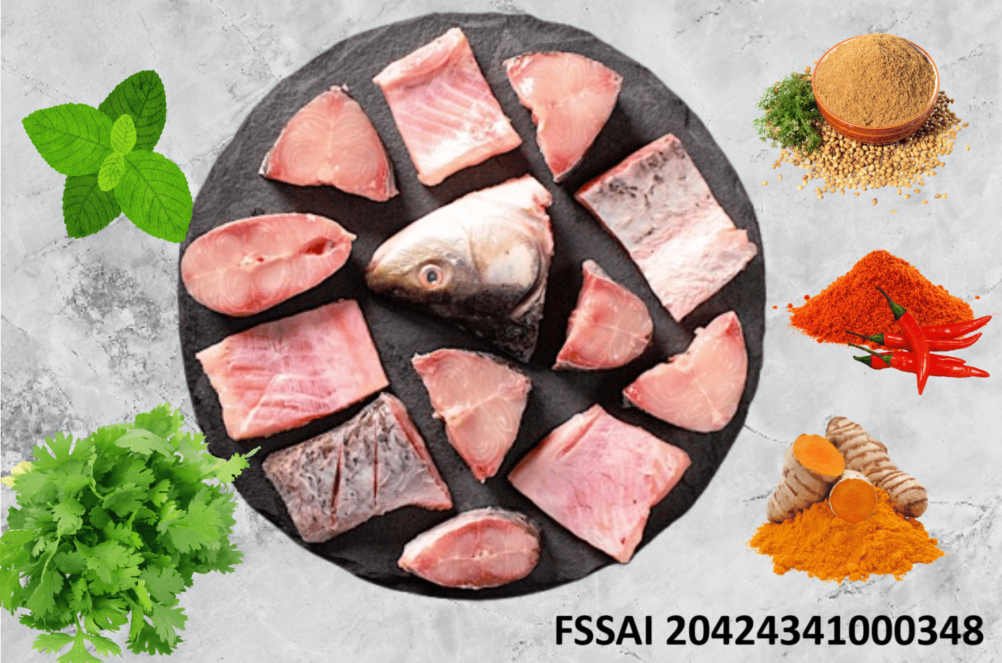 Freshwater Katla Fish - Fresh Pieces, Cleaned, and Ready to Cook