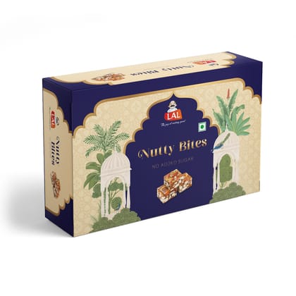 Lal Sweets Sugarless Nutty Bites (400 g) || Made with Pure Desi Ghee || Fresh and Healthy Almonds, Cashew Nuts, Pistachio and Wet Dates || Dryfruit Mixed Mithai