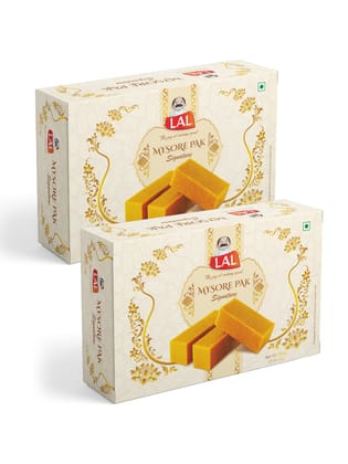 Lal Sweets Mysore Pak Premium 800g (Pack of 2) || Made with Cow Ghee || Healthy and Delicious Sweets Melts in Your Mouth || Traditional Taste of Mysuru Lal Sweets Mysore Pak Premium 800g (Pack of 2) || Made with Cow Ghee || Healthy and Delicious Sweets Melts in Your Mouth || Traditional Taste of Mysuru