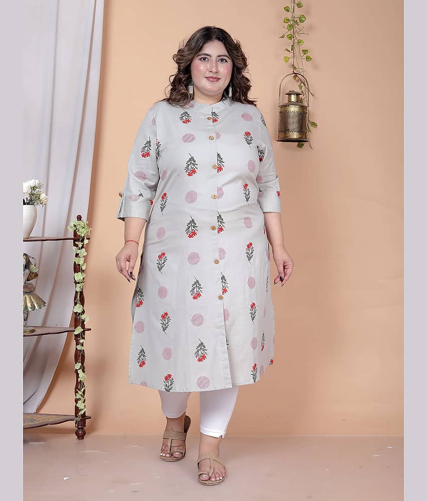 Avnii Women Cotton Printed A-line Kurti ( Pink )