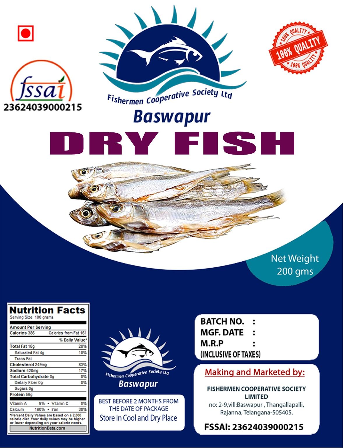 Dry Fish - 200gms - High Protein, Low Fat, Omega-3 Fatty Acids