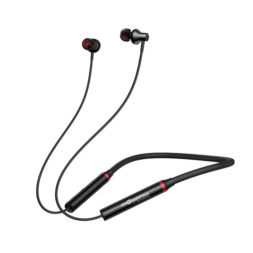 Aeroessentials AeroTune Neck Band Wireless Bluetooth 5.0 Earphones, 12 Hours Playback, 10mm Drivers, Black