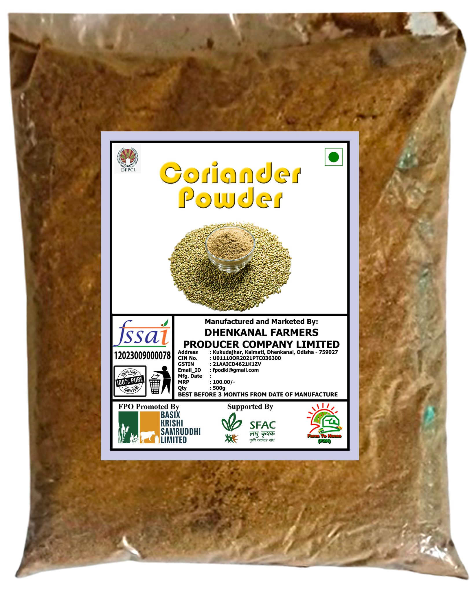 Coriander Powder - 500gm | 100% Pure and Natural