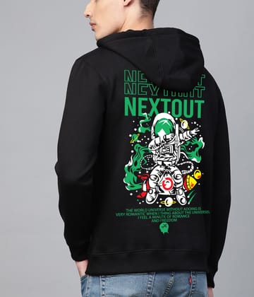 SCOTT FINCHER Cotton Blend Black Hoodie with "Next Out" Graphic Design : AA(RSHOD)BLACK_18 SCOTT FINCHER Cotton Blend Black Hoodie with "Next Out" Graphic Design : AA(RSHOD)BLACK_18