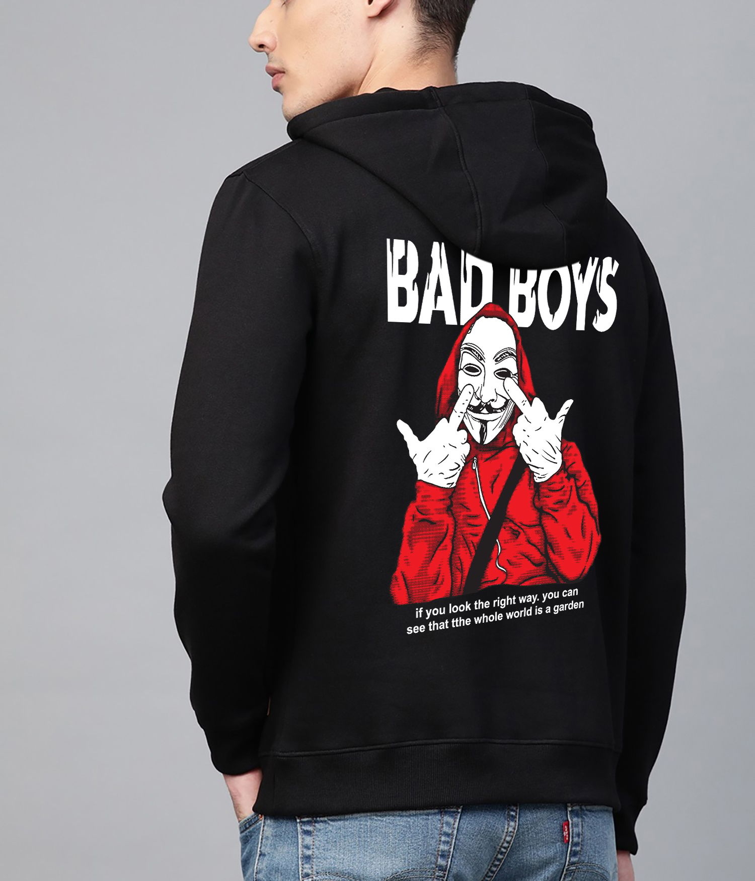 SCOTT FINCHER Men's Black Graphic Printed Hoodie : AA(RSHOD)BLACK_117