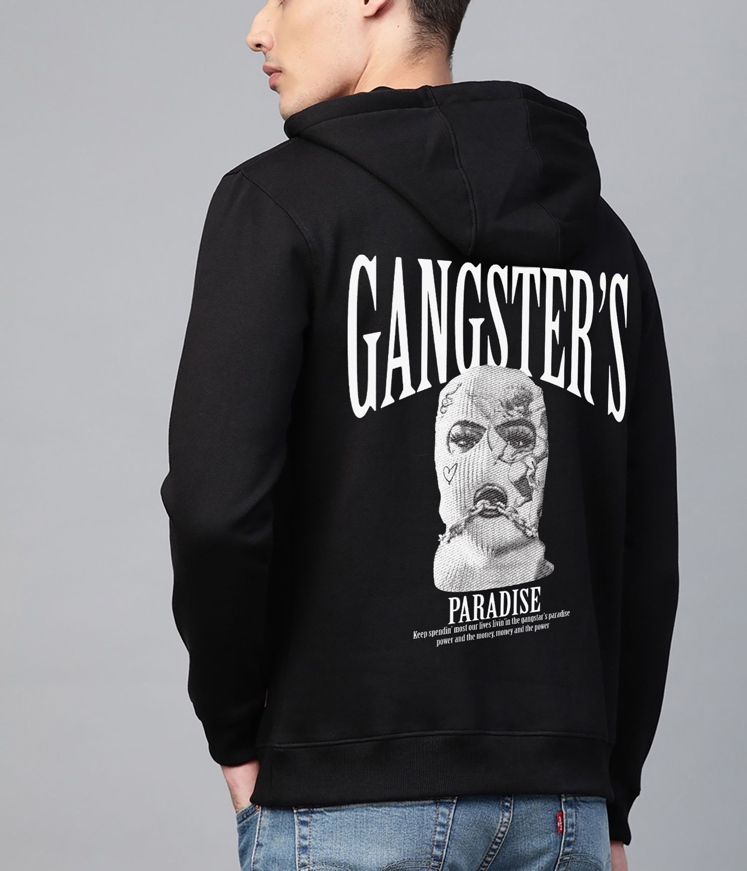 SCOTT FINCHER Men's Gangster's Paradise Hip Hop Streetwear Hoodie : AA(RSHOD)BLACK_140