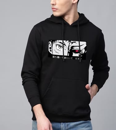 SCOTT FINCHER Black Cotton Blend Printed Hoodie For Men :AA(RSHOD)BLACK_212 SCOTT FINCHER Black Cotton Blend Printed Hoodie For Men :AA(RSHOD)BLACK_212
