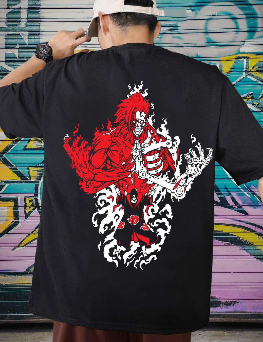 Scott Fincher Oversized Itachi Uchiha Mangekyo Sharingan T-Shirt : AA(ARN)BLACK_122