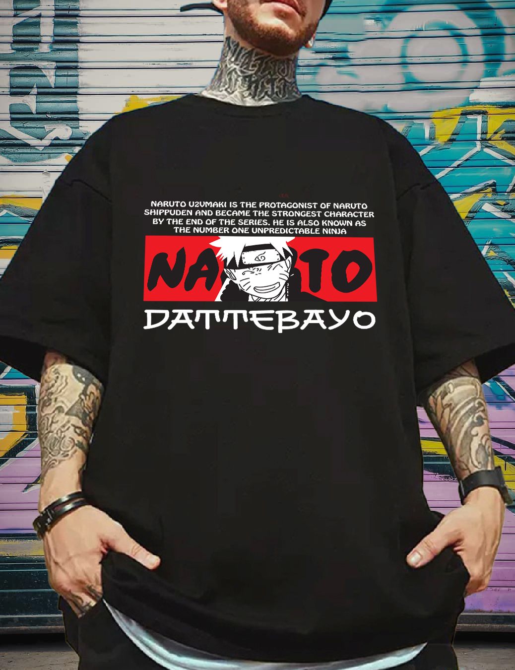 Scott Fincher Oversized Naruto Uzumaki T-Shirt: The Strongest Ninja : AA(ARN)BLACK_124