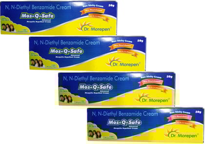 Mos-Q-Safe Advanced Mosquito Repellent Cream Skin Nourishment Non-Sticky, Pack of 4 X 50 grams each 