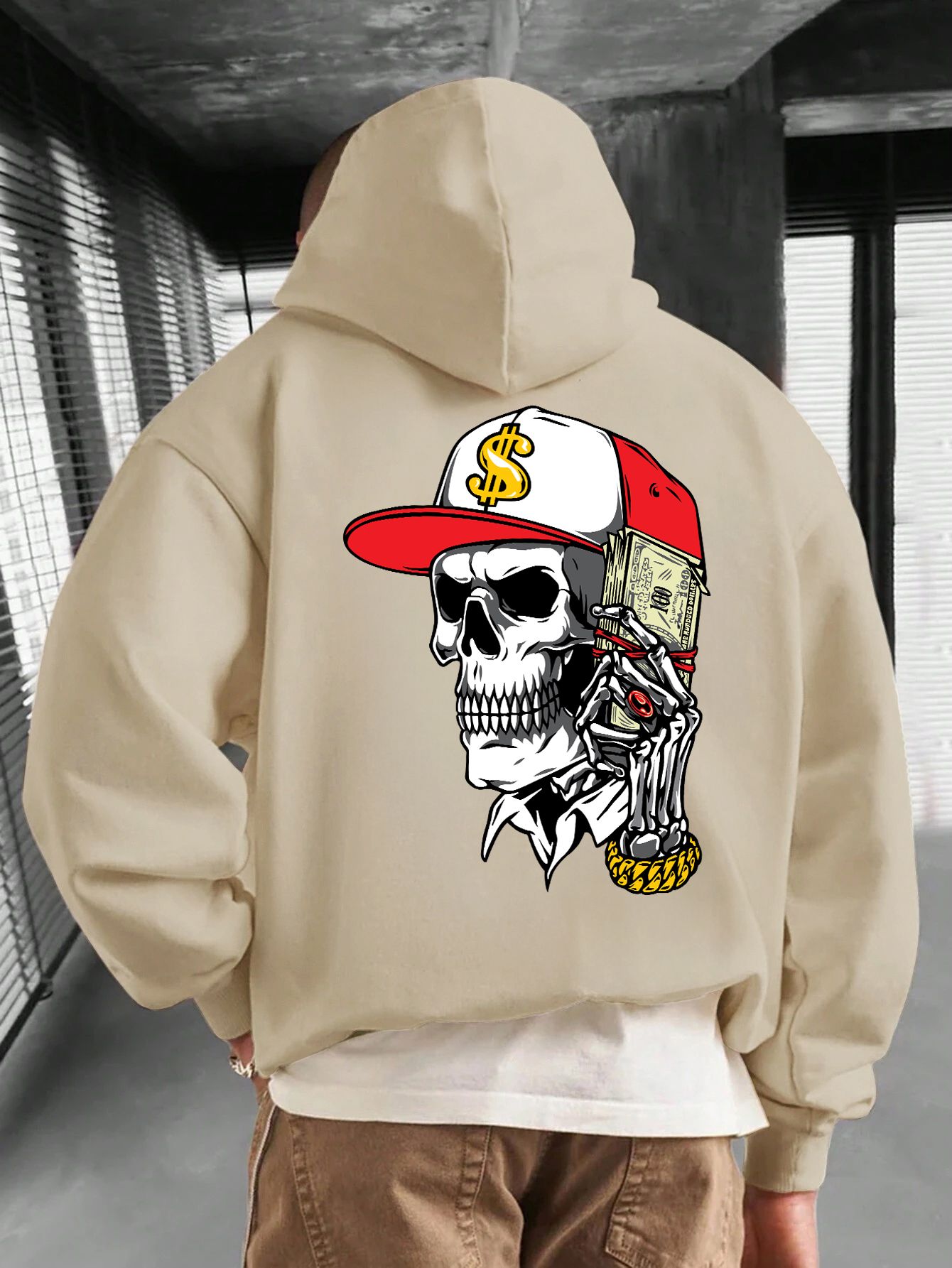 SCOTT FINCHER Men's Hip Hop Streetwear Hoodie Graphic Oversized Pullover Sweatshirt with Hood : AA(RSHOD)CREAM_196