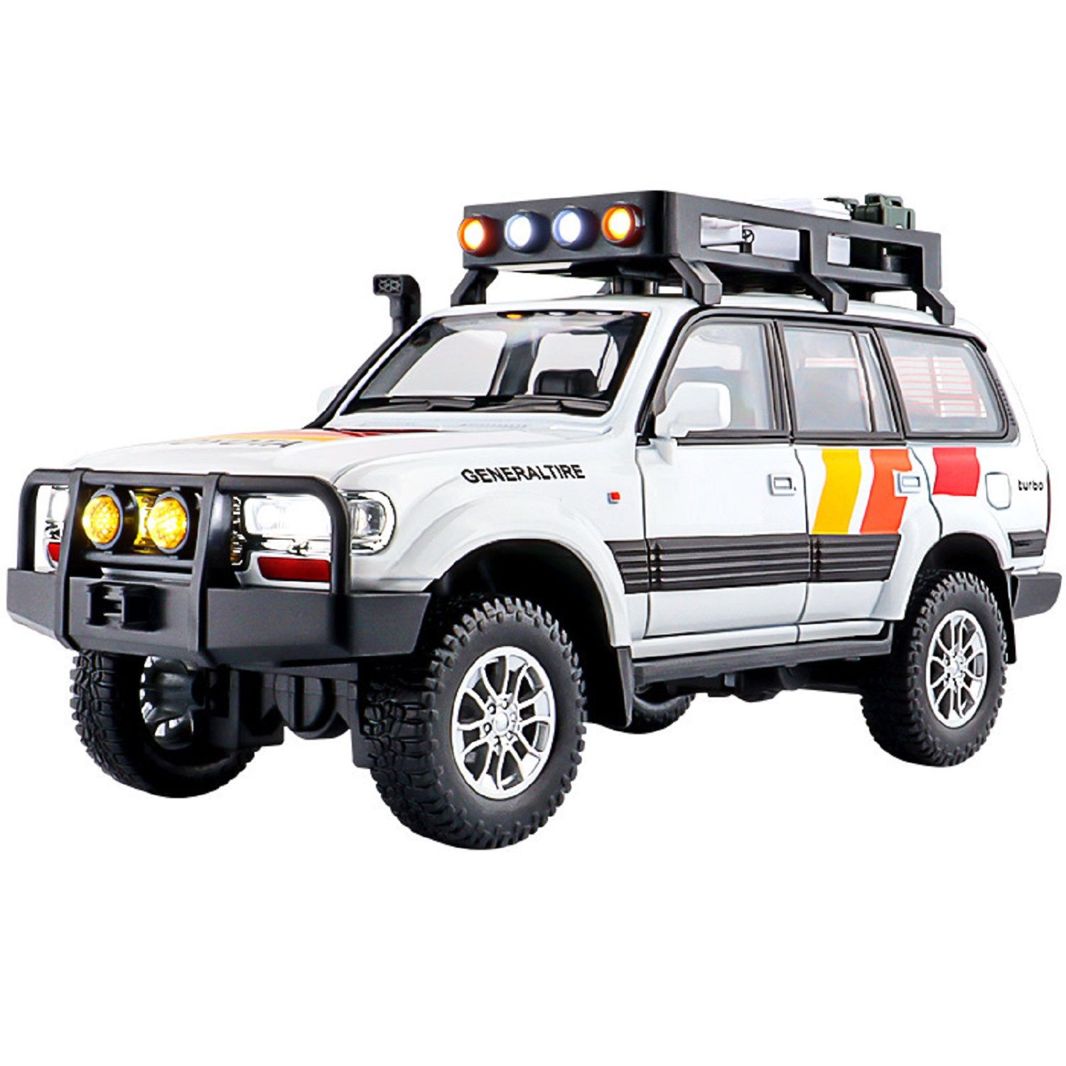 KTRS Enterprise 1:24 yota Lad Criser LC80 Set Alloy Metal Pull Back Die-cast Car Model Pull Back car Super Openable Doors Sound and Light Doors & Light Music Boys Toys Kids