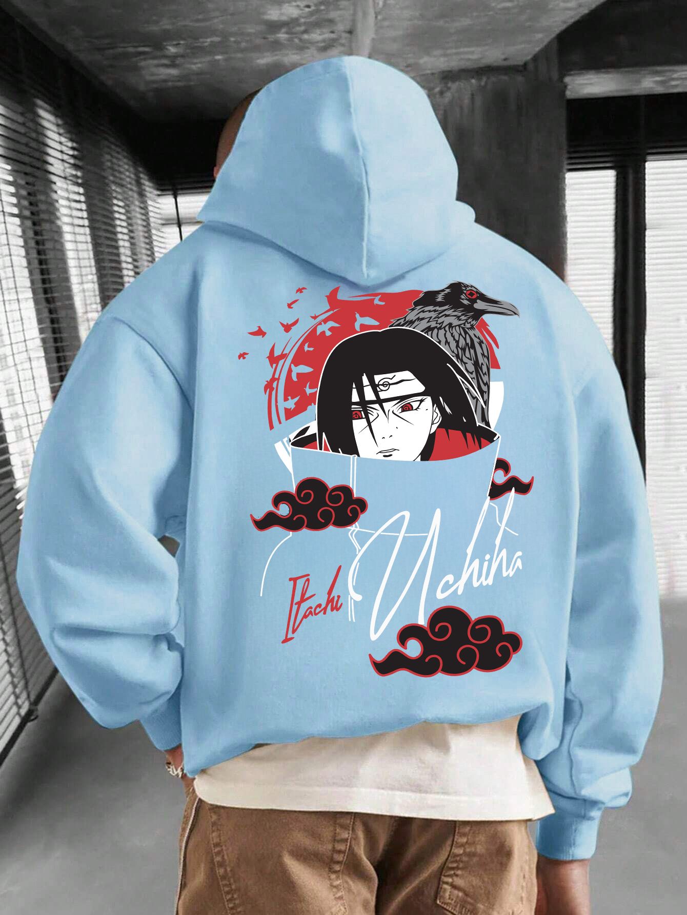 SCOTT FINCHER Men's Itachi Uchiha Akatsuki Graphic Printed Hoodie : AA(RSHOD)SKYBLUE_129