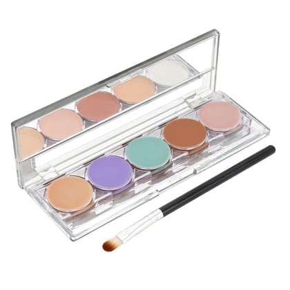 5-Color Concealer Palette with Brush - Foundation Makeup Palettes - Color Corrector - Waterproof and Long-Lasting - for All Skin Types