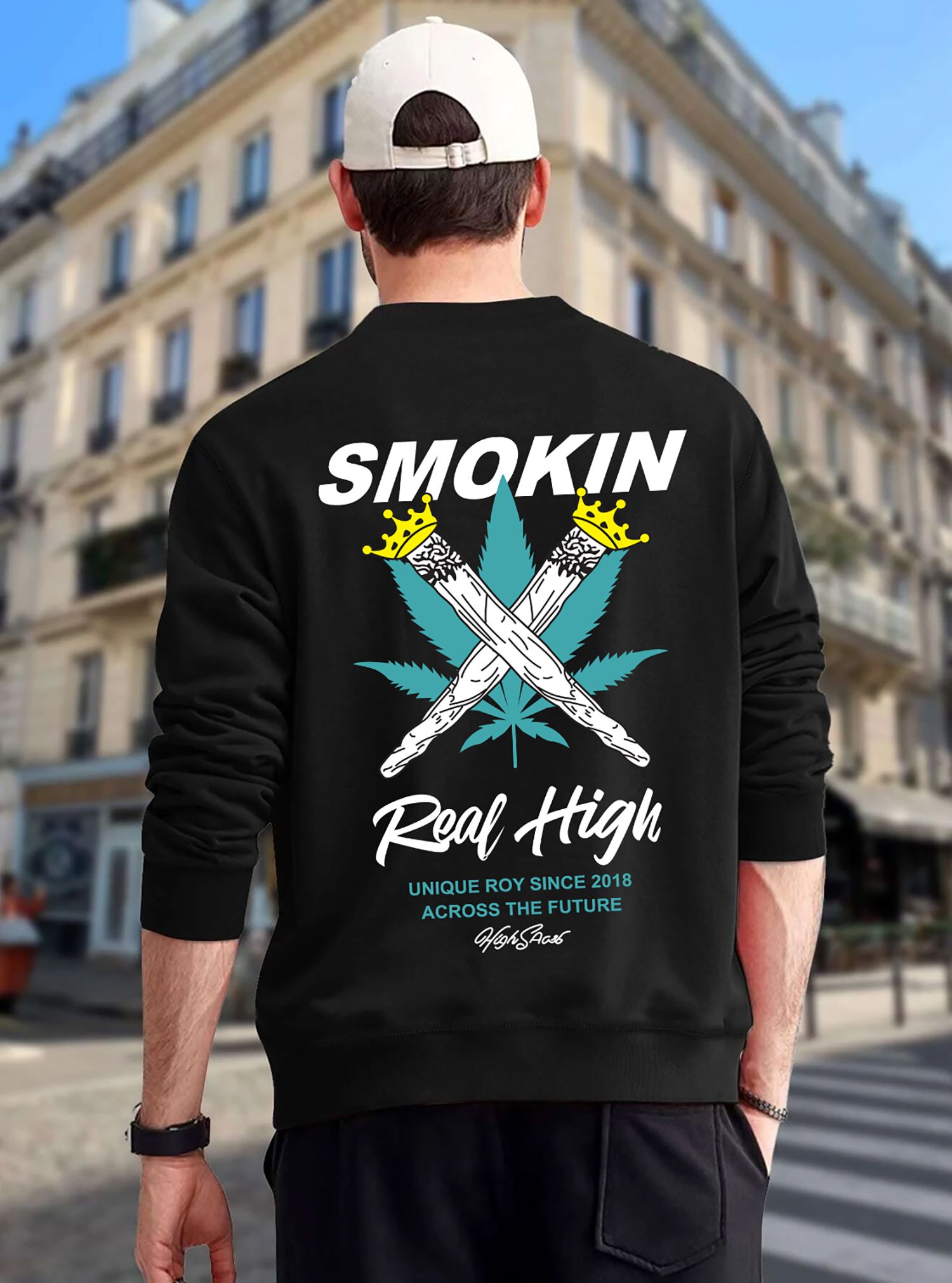 SCOTT FINCHER Men's "Smokin' Real High" Streetwear Sweatshirt : AA(RSSWT)BLACK_29