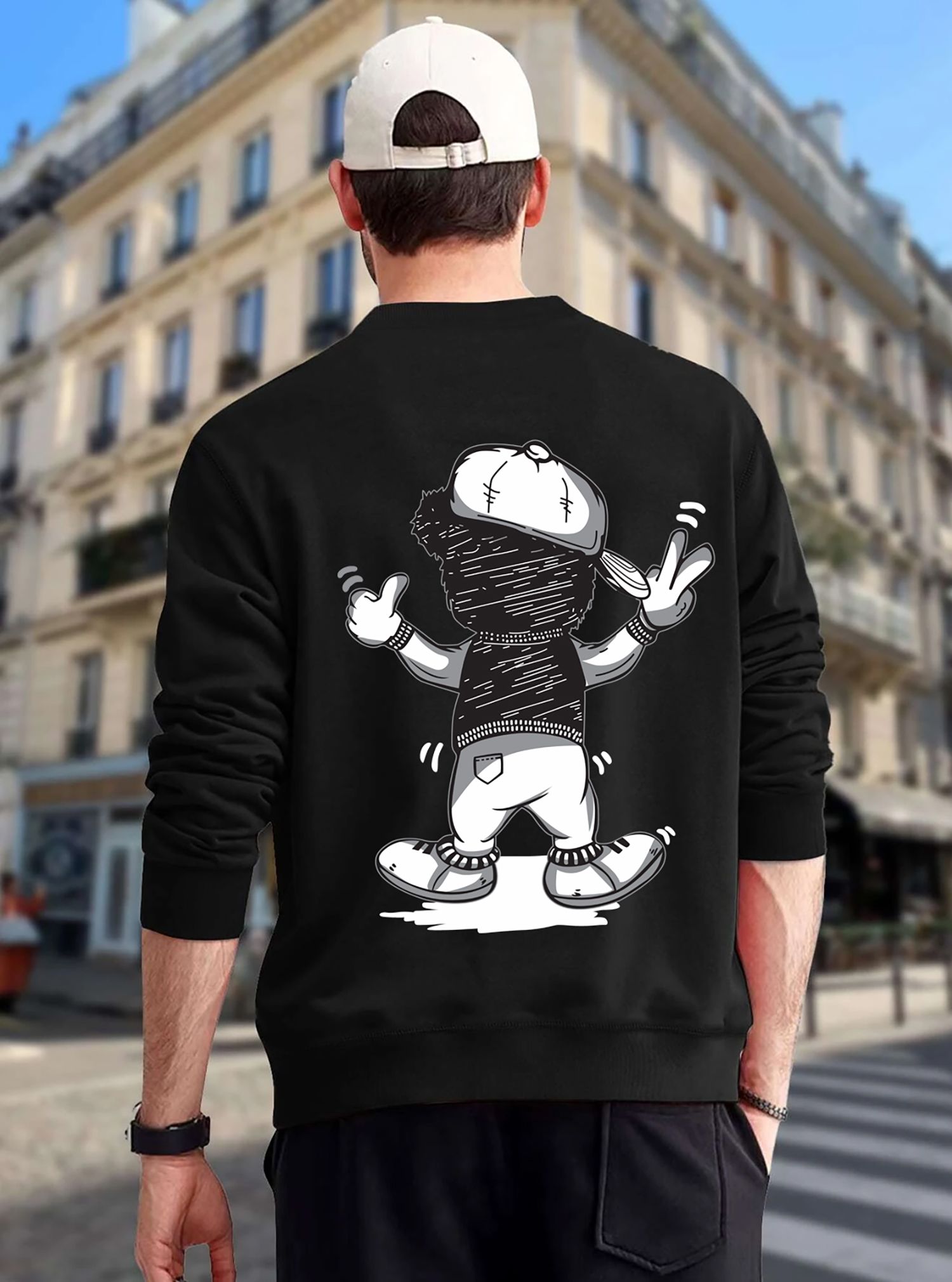 SCOTT FINCHER Men's Cotton Blend Long Sleeve Graphic Sweatshirt Casual Streetwear Pullover Jumper Tops : AA(RSSWT)BLACK_34