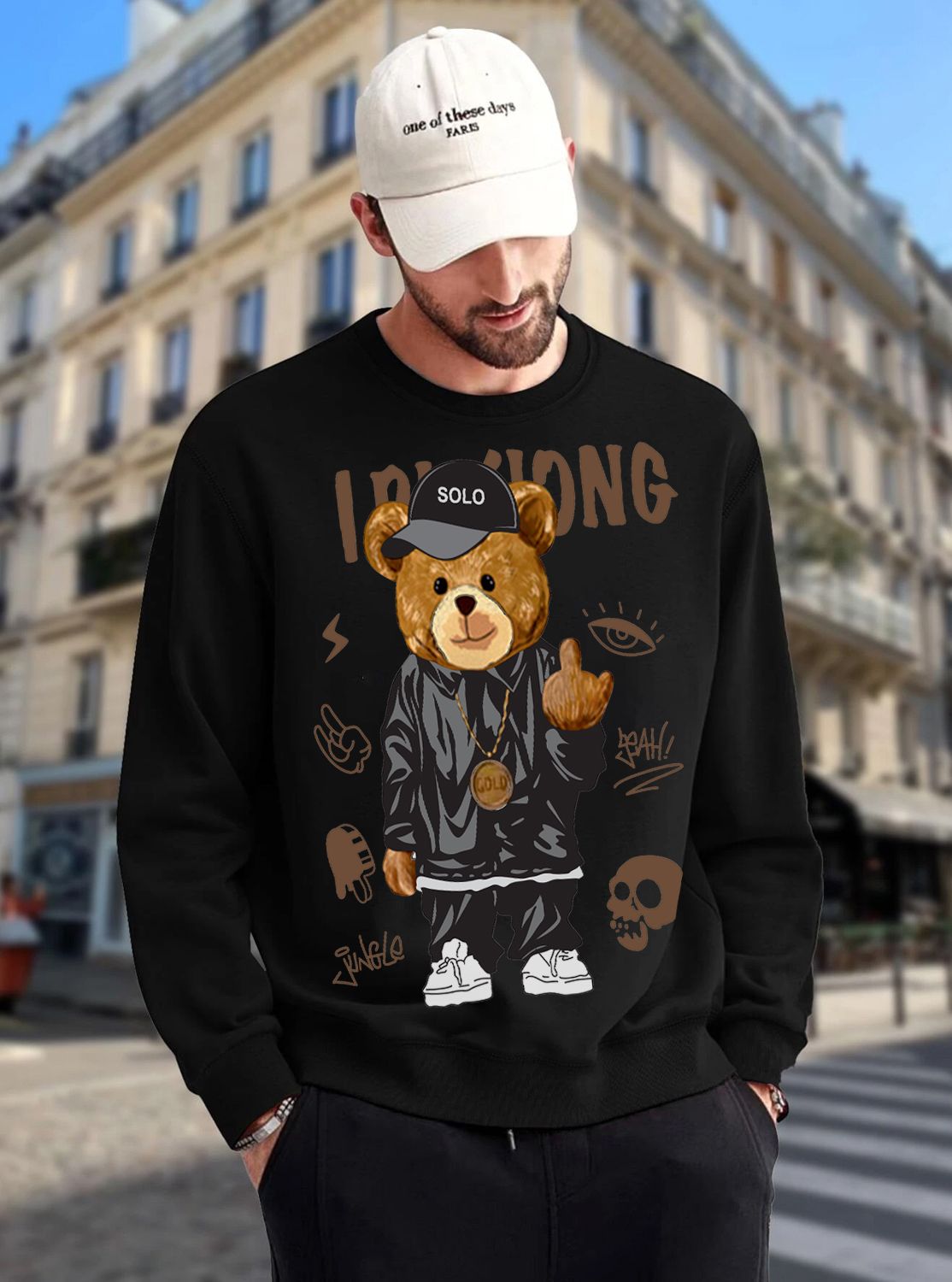 SCOTT FINCHER Men's Streetwear Hip Hop Sweatshirt, Casual Long Sleeve Graphic Printed Pullover Tops : AA(RSSWT)BLACK_64