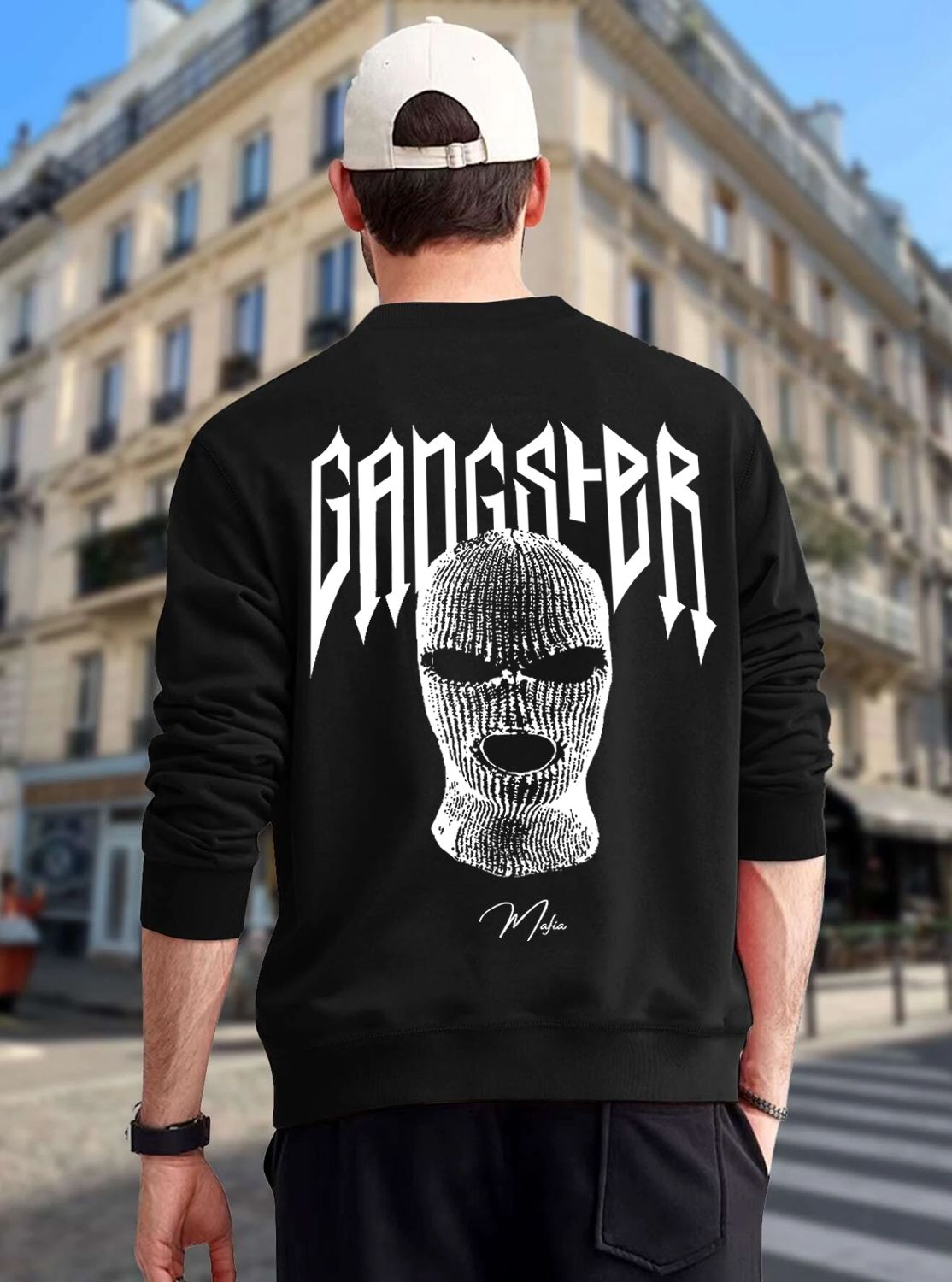 SCOTT FINCHER Men's Black Mafia Gangster Printed Sweatshirt : AA(RSSWT)BLACK_65