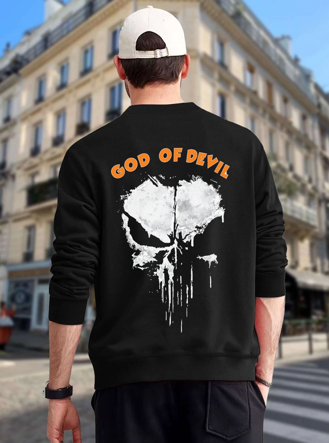 SCOTT FINCHER Men's Fleece "SKULL" Graphic Printed Round neck Sweatshirt : AA(RSSWT)BLACK_120
