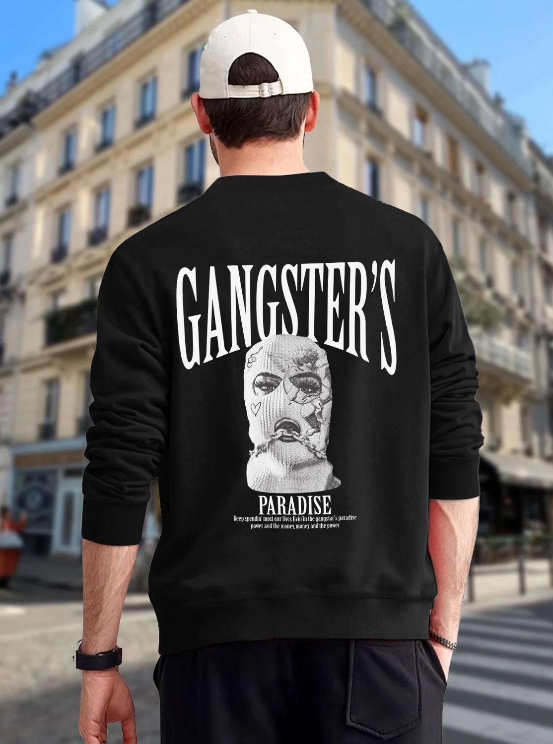 SCOTT FINCHER Men's Black Gangster's Paradise Sweatshirt : AA(RSSWT)BLACK_140