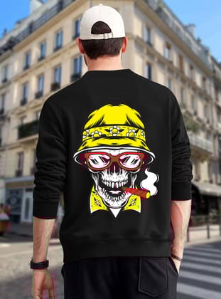 SCOTT FINCHER Men's Black Sweatshirt with Yellow Skull Graphic Design : AA(RSSWT)BLACK_146 SCOTT FINCHER Men's Black Sweatshirt with Yellow Skull Graphic Design : AA(RSSWT)BLACK_146