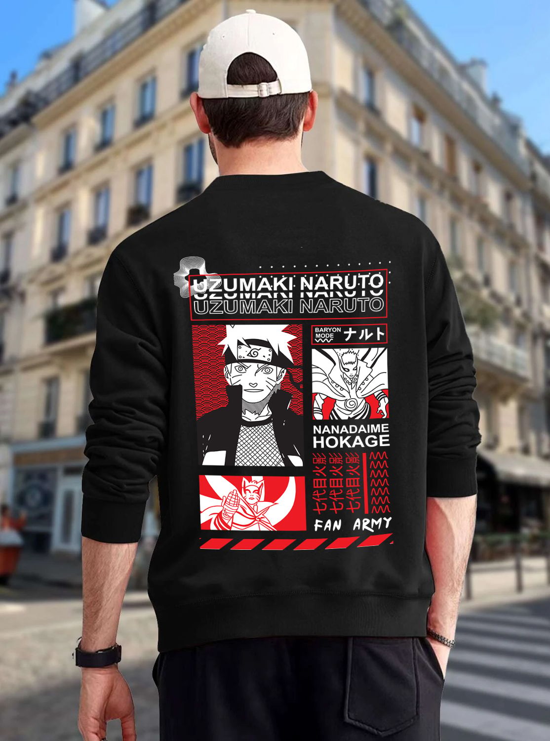 SCOTT FINCHER Men's Naruto Uzumaki Long Sleeve Shirt, Black, Anime, Manga, Naruto Shippuden, Naruto Uzumaki, Kurama, Sage Mode, Baryon Mode, Seven Hokage : AA(RSSWT)BLACK_151