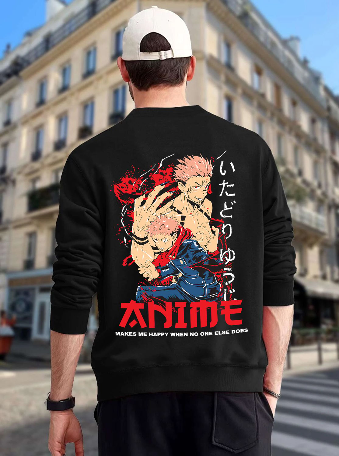 SCOTT FINCHER Men's Black Anime Sweatshirt,Anime Pullover, Anime Lover Gift, Weeb Sweatshirt, Otaku Clothing, Anime Streetwear, Manga Sweatshirt : AA(RSSWT)BLACK_157