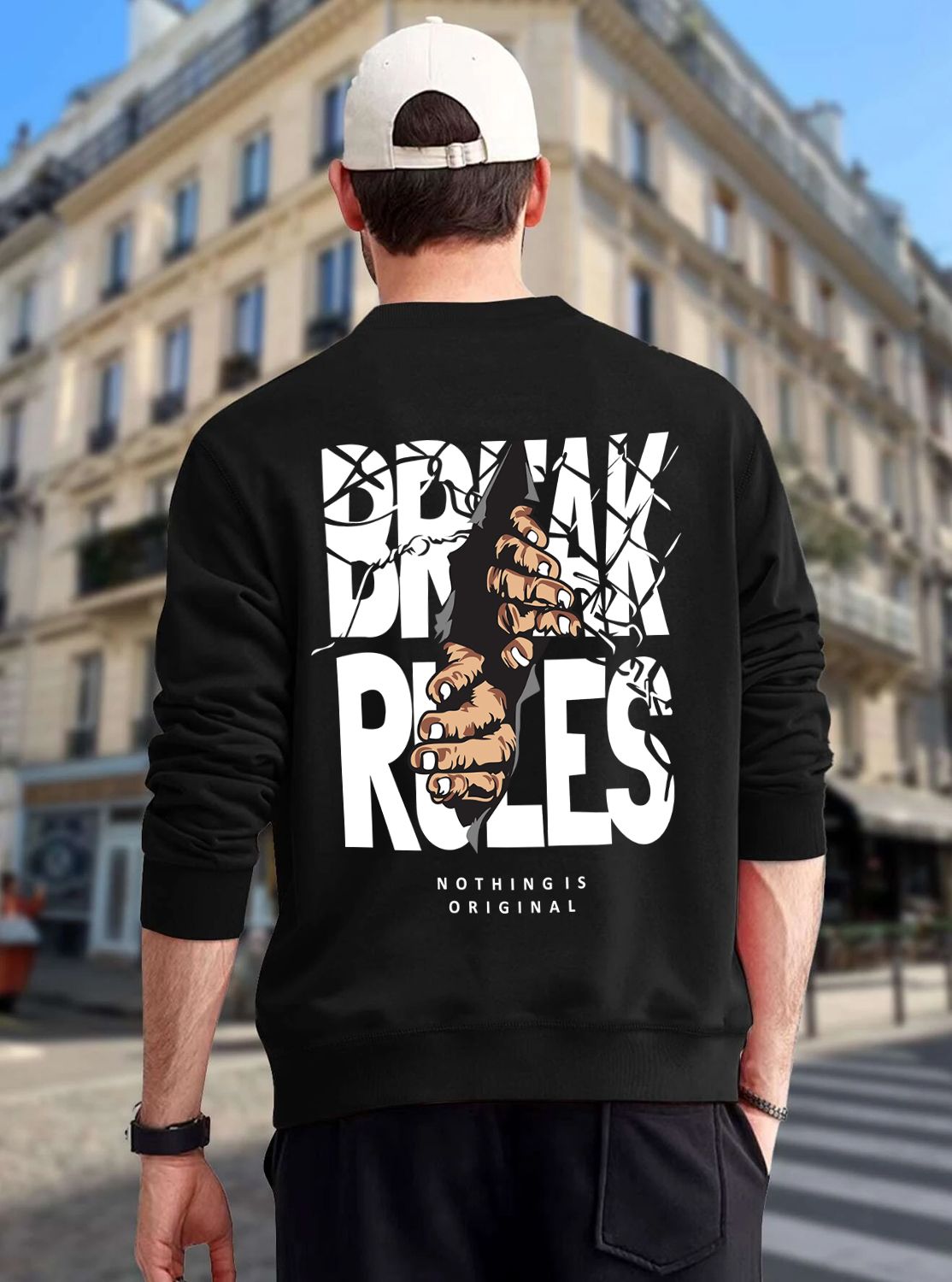 SCOTT FINCHER Men's Black Graphic Printed Sweatshirt : AA(RSSWT)BLACK_158
