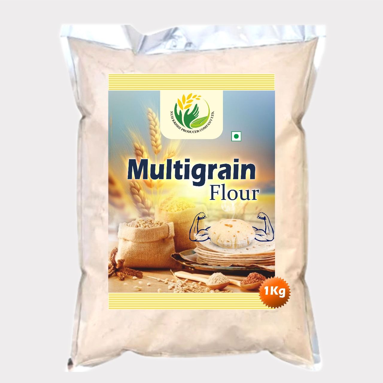 Multigrain Flour 1 Kg by Nuh Krishi Producer – Healthy, Nutritious & Farm-Fresh Atta. 