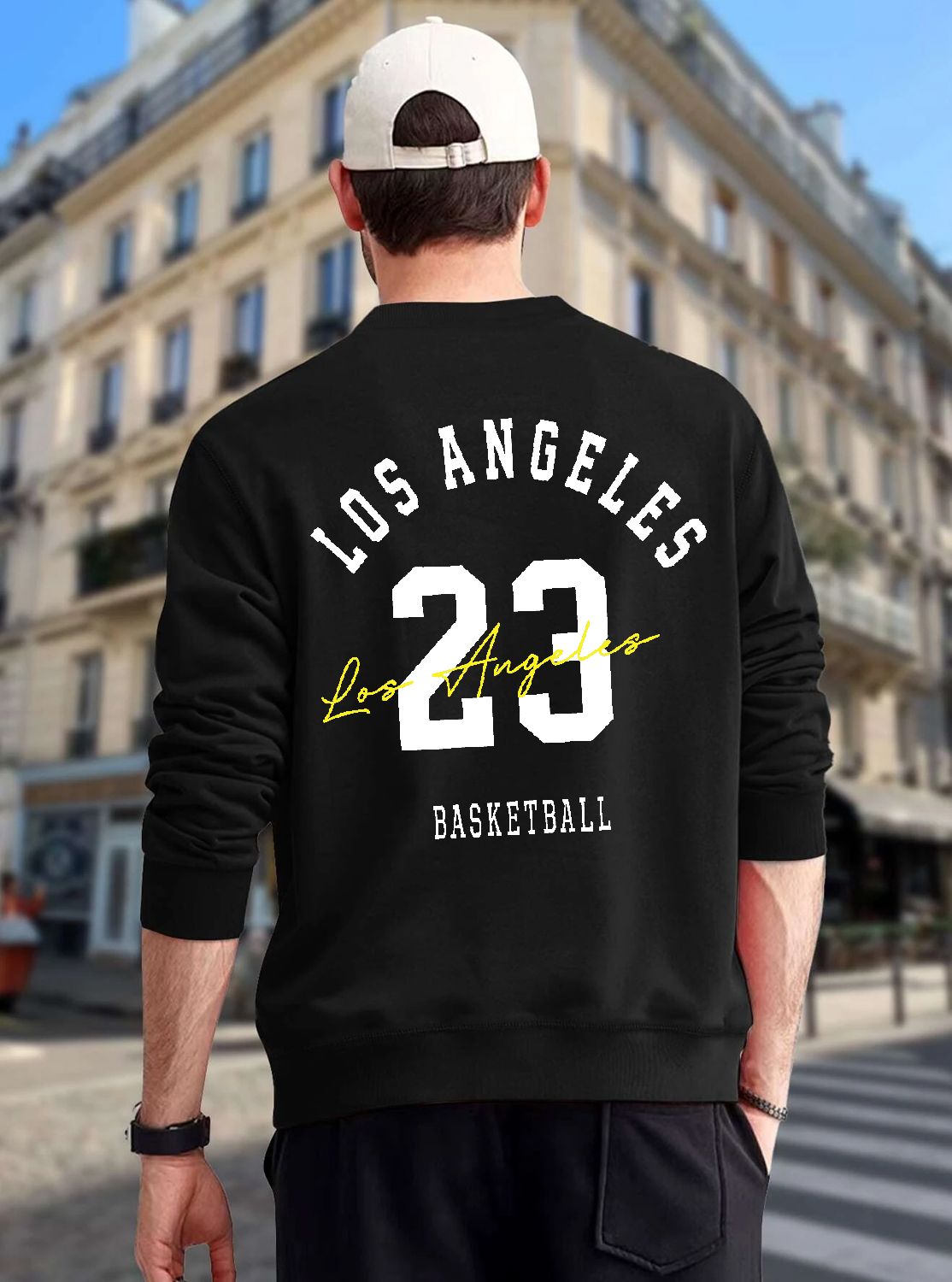 SCOTT FINCHER Men's Los Angeles Basketball Sweatshirt,Casual Sports Pullover,Hip Hop Streetwear,Autumn Winter Fleece Hoodies : AA(RSSWT)BLACK_229