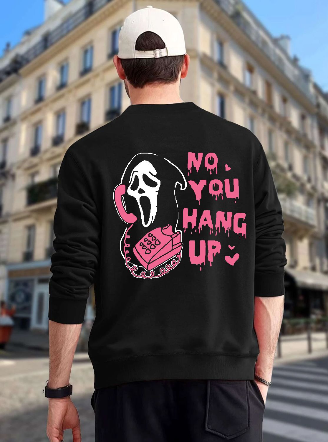 SCOTT FINCHER Men's No You Hang Up Sweatshirt, Horror Movie Sweatshirt, Scream Sweatshirt, Ghostface Sweatshirt, 90s Sweatshirt, Men's Sweatshirt : AA(RSSWT)BLACK_231