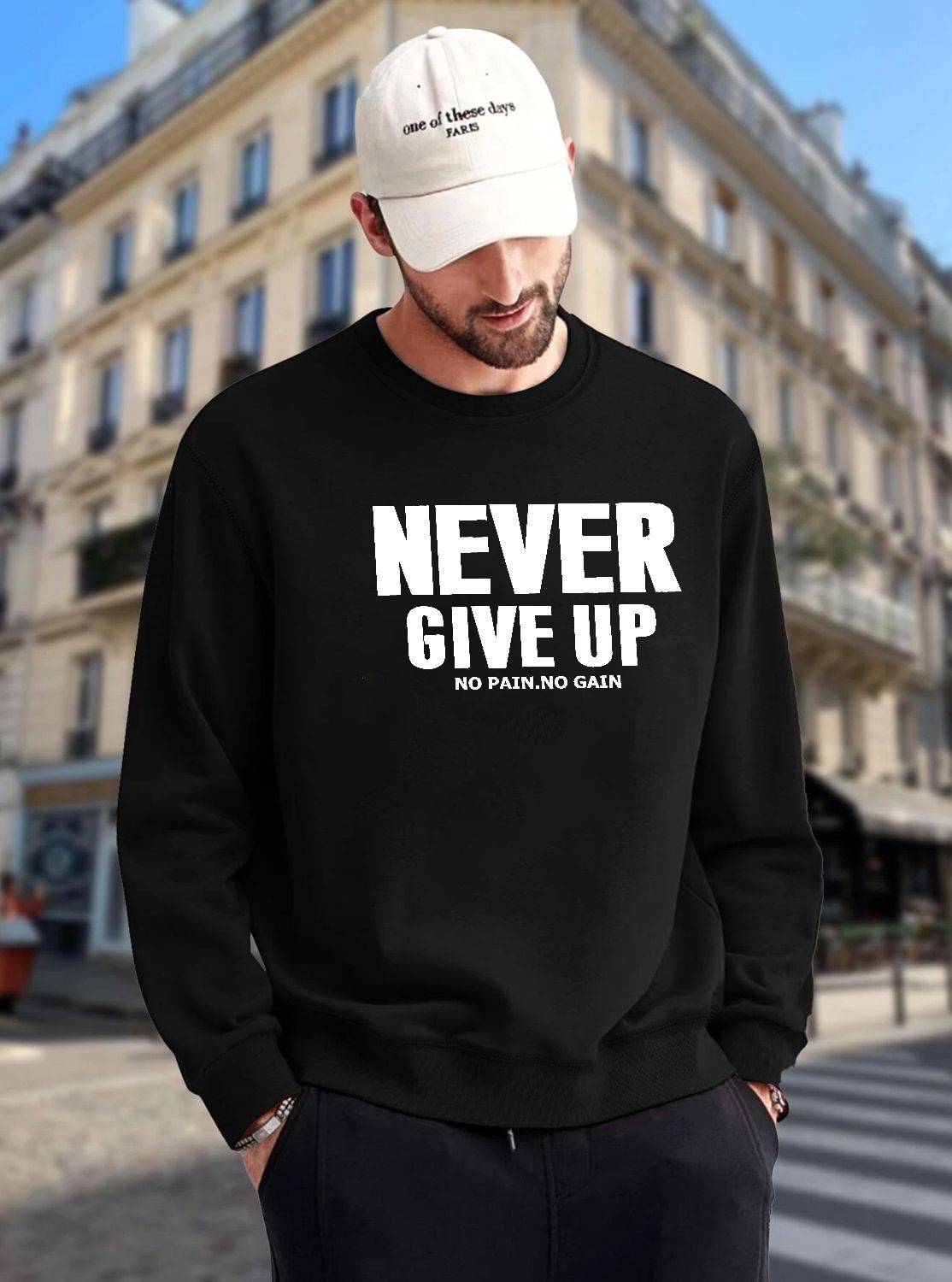 SCOTT FINCHER Men's Cotton Blend Casual Pullover Sweatshirt - Black : AA(RSSWT)BLACK_235
