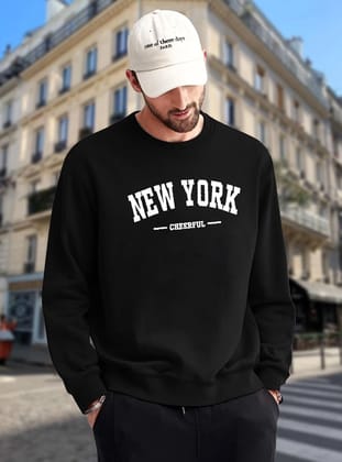 SCOTT FINCHER Men's New York Cheerful Sweatshirt, Casual Long Sleeve Pullover Tops : AA(RSSWT)BLACK_236