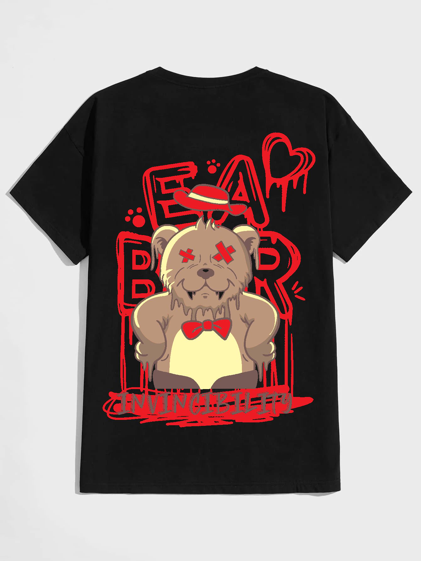 SCOTT FINCHER Men's Bear Graphic Printed T-Shirt : AA(HSR)BLACK_38