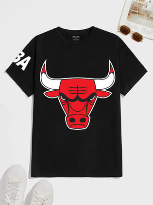 SCOTT FINCHER Men's Chicago Bulls T-Shirt, 100% Cotton, Black, Short Sleeve, Crew Neck, Regular Fit : AA(HSR)BLACK_118 SCOTT FINCHER Men's Chicago Bulls T-Shirt, 100% Cotton, Black, Short Sleeve, Crew Neck, Regular Fit : AA(HSR)BLACK_118