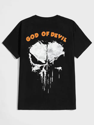 SCOTT FINCHER Men's Graphic T-Shirt with GOD OF DEVIL Print : AA(HSR)BLACK_120 SCOTT FINCHER Men's Graphic T-Shirt with GOD OF DEVIL Print : AA(HSR)BLACK_120