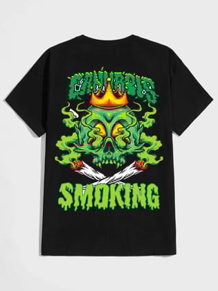 SCOTT FINCHER Men's Graphic T-Shirt with Skull and Crown Design : AA(HSR)BLACK_127