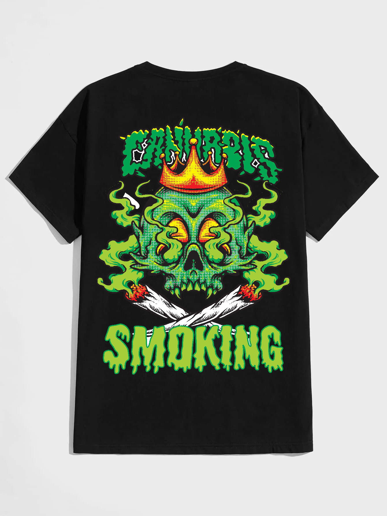 SCOTT FINCHER Men's Graphic T-Shirt with Skull and Crown Design : AA(HSR)BLACK_127