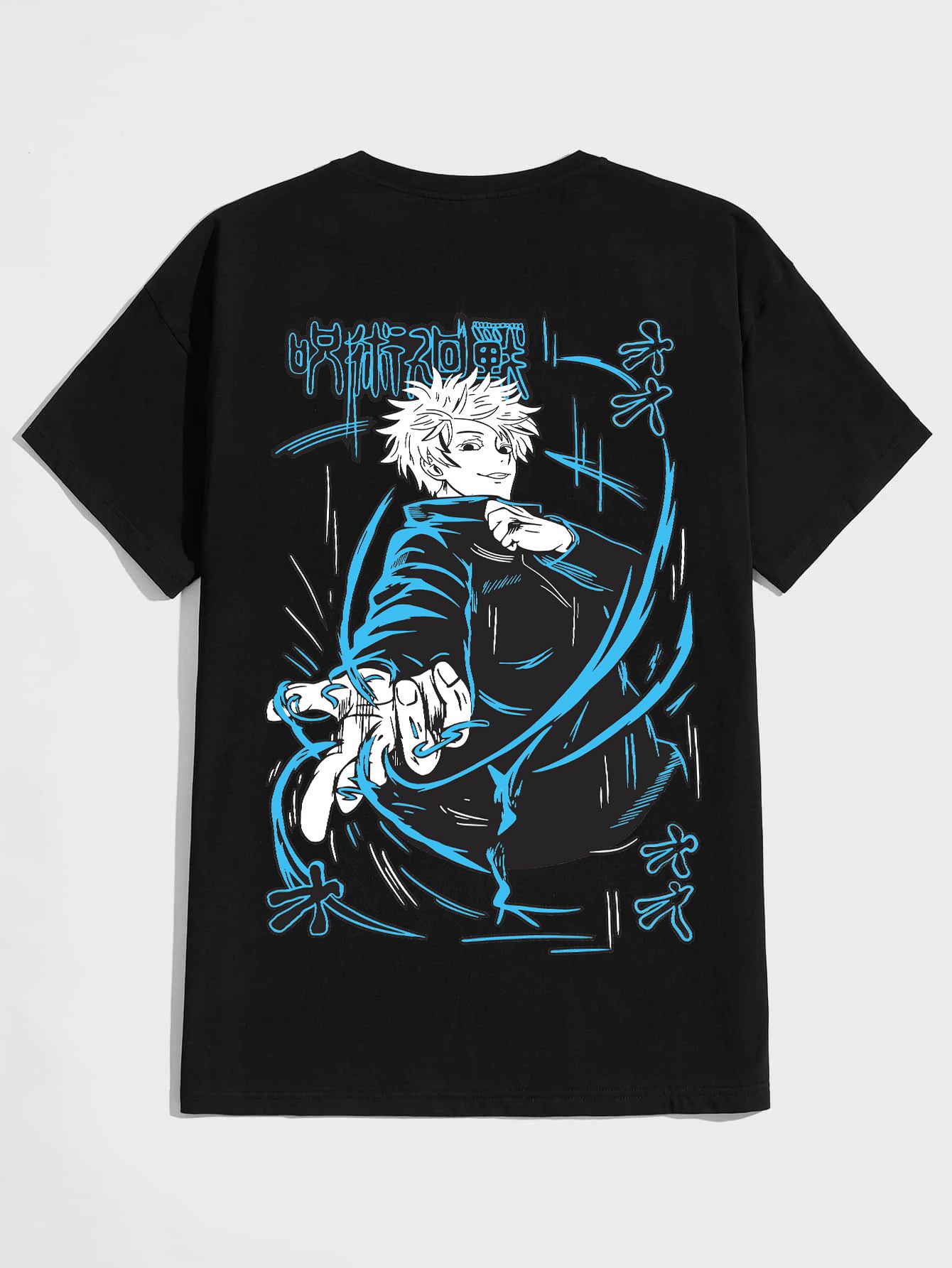 SCOTT FINCHER Black and Blue Graphic Tee featuring Yuji Itadori from Jujutsu Kaisen : AA(HSR)BLACK_130