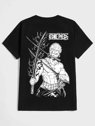 SCOTT FINCHER Men's One Piece Roronoa Zoro Graphic Printed T-Shirt : AA(HSR)BLACK_137 SCOTT FINCHER Men's One Piece Roronoa Zoro Graphic Printed T-Shirt : AA(HSR)BLACK_137