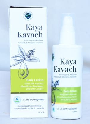 Kaya Kavach Natural Body Lotion, Dust Mite Protection, With Avocado, Shea Butter and Neem, For Sensitive Skin